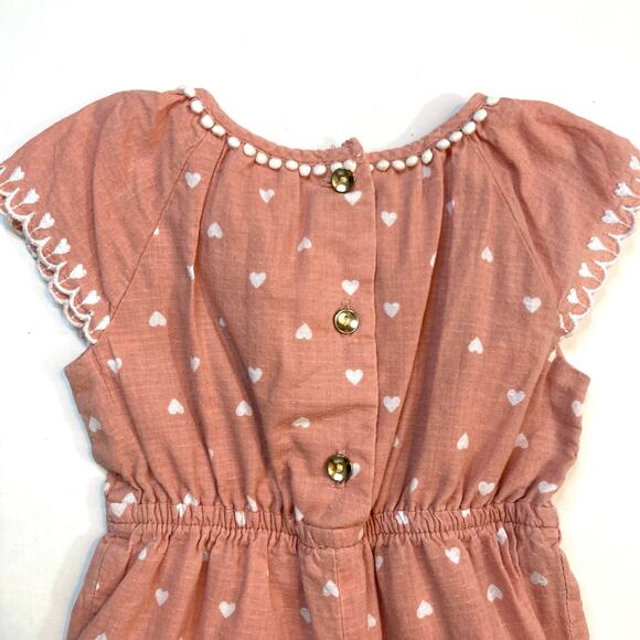 Rachel Zoe Pink Embroidered Hearts Scalloped Pom Poms Bow Jumpsuit Outfit - Picture 10 of 10